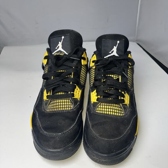 Size 10.5 Men’s Jordan 4 Retro LS Low Thunder DH 6927-017 Black & Yellow - Nice - Picture 1 of 10